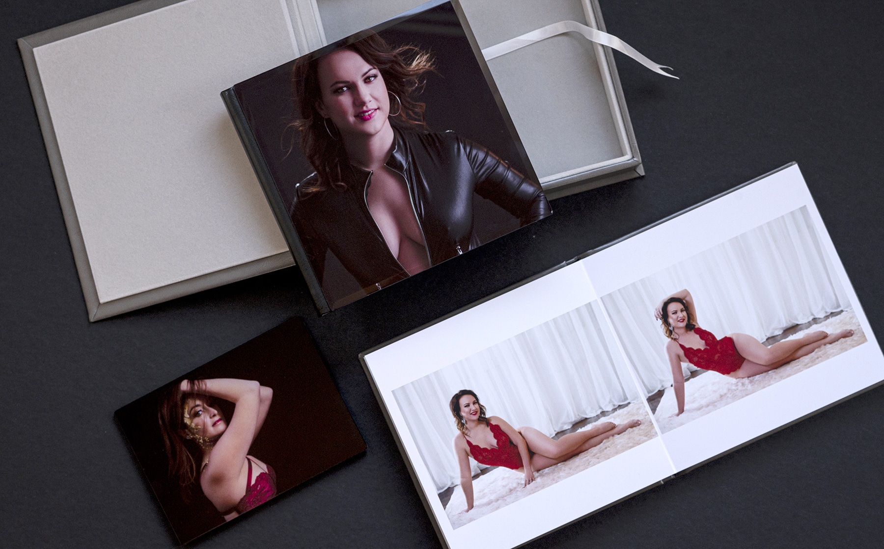 Boudoir photographer Shannon Hemauer offers high-end albums for her boudoir clients.