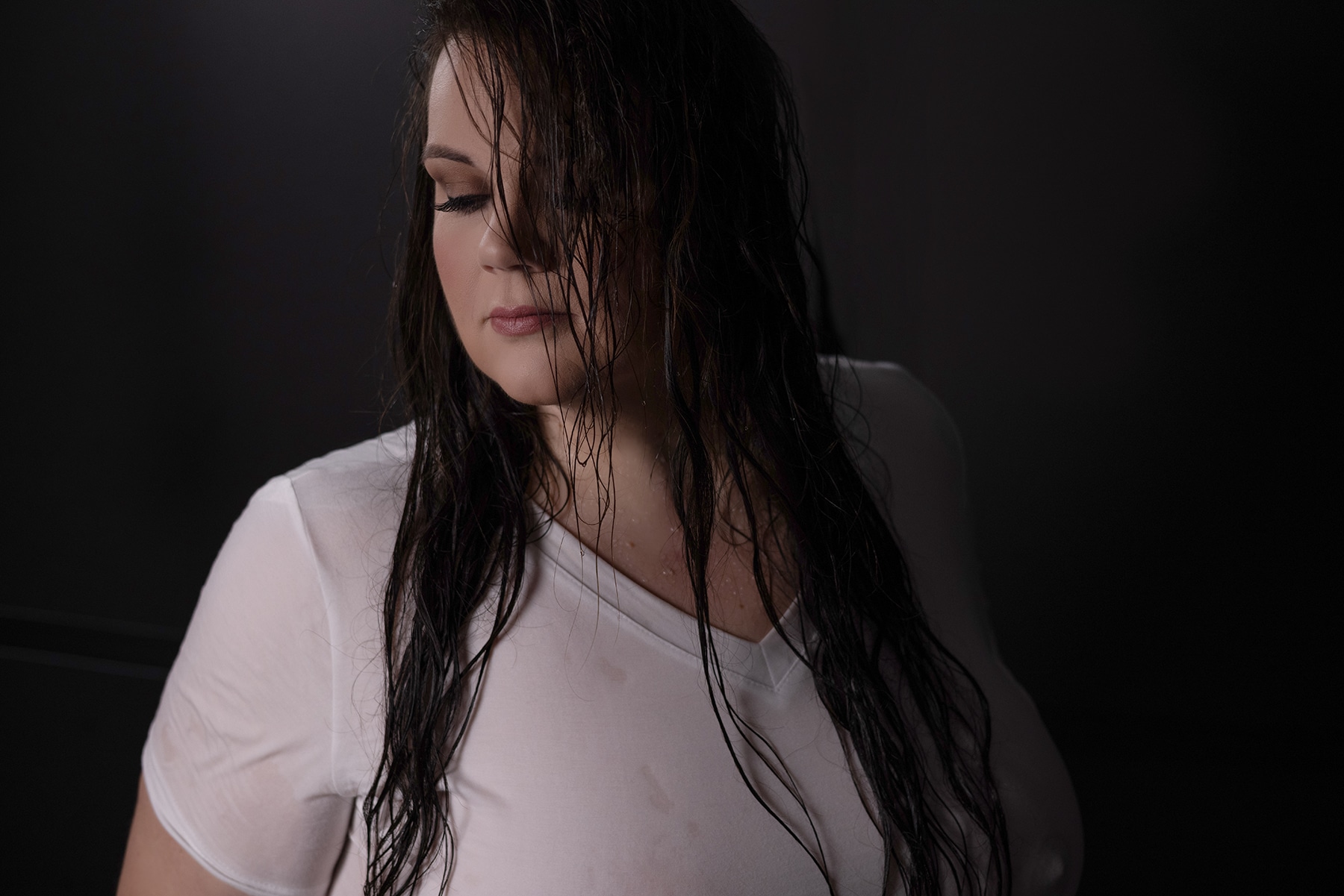 Shower boudoir with plus size woman near New Cumberland PA Shannon Hemauer Photography